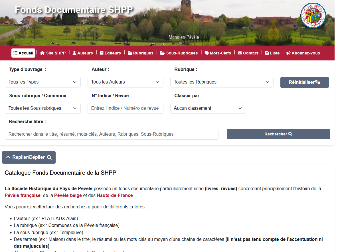 Capture du site Fonds Documentaire SHPP