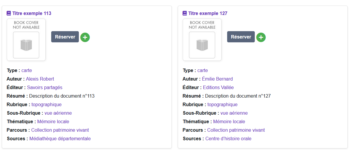 Affichage en mode galerie (grille de fiches)