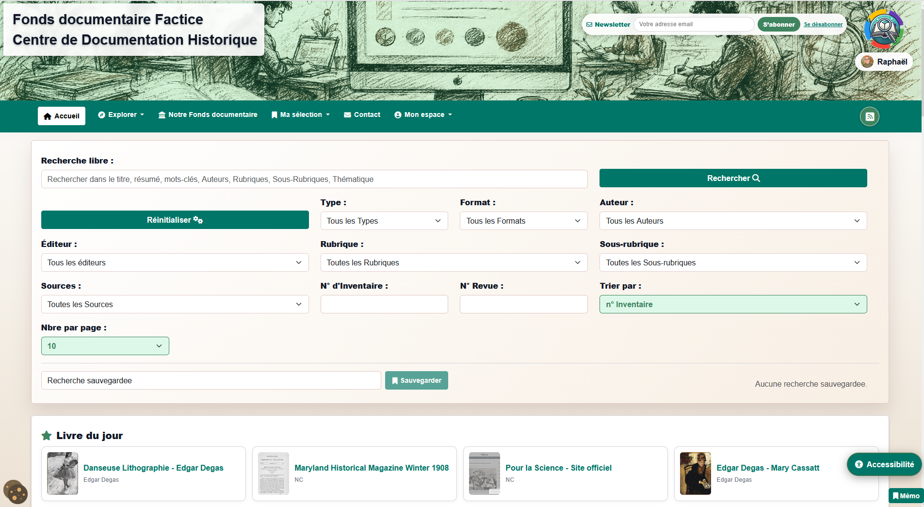 Catalogue public du Fonds Documentaire Factice avec recherche multicritère et ressources multimédias